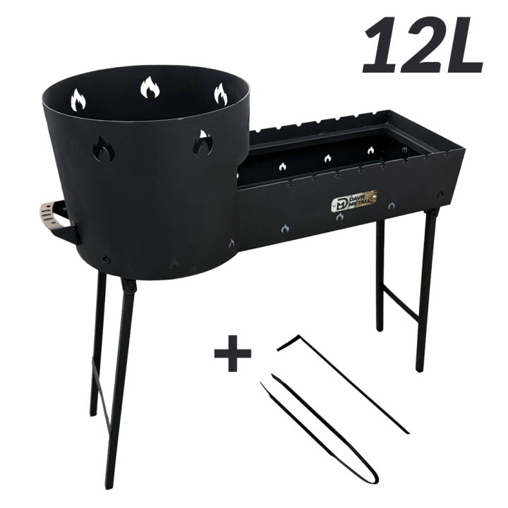 2-in-1 Utschag 12L Mangal for 8 Skewers, incl. Tongs & Poker
