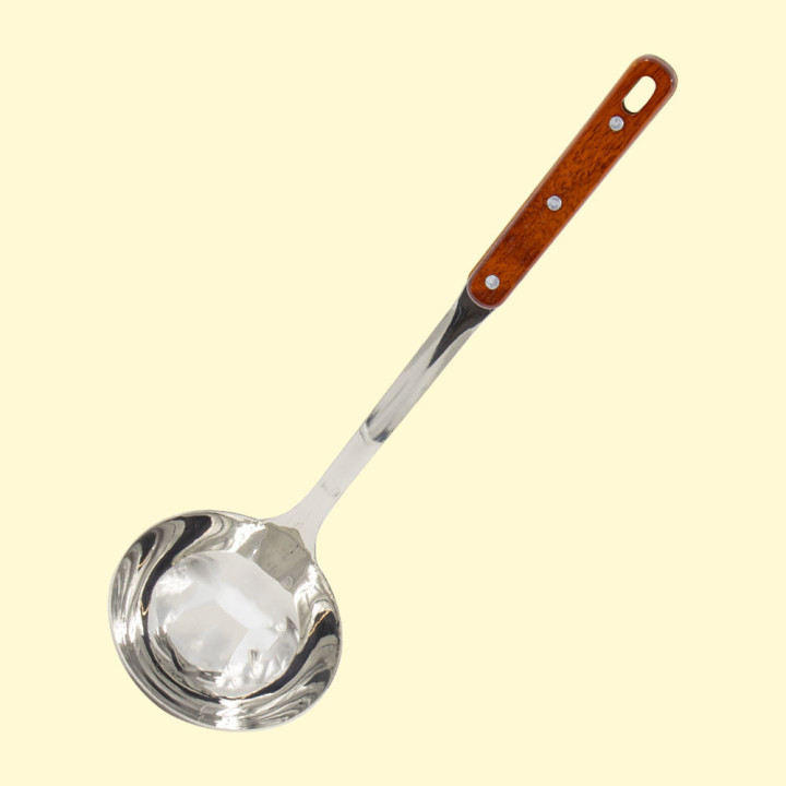 Ladle made of stainless steel with a wooden handle, 34.5 cm