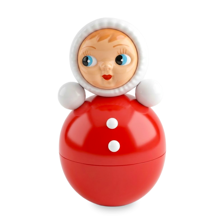 Musikalische Stehaufpuppe, ca. 15 cm, aus PVC, Rot