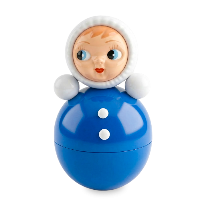 Musikalische Stehaufpuppe, ca. 15 cm, aus PVC, Blau