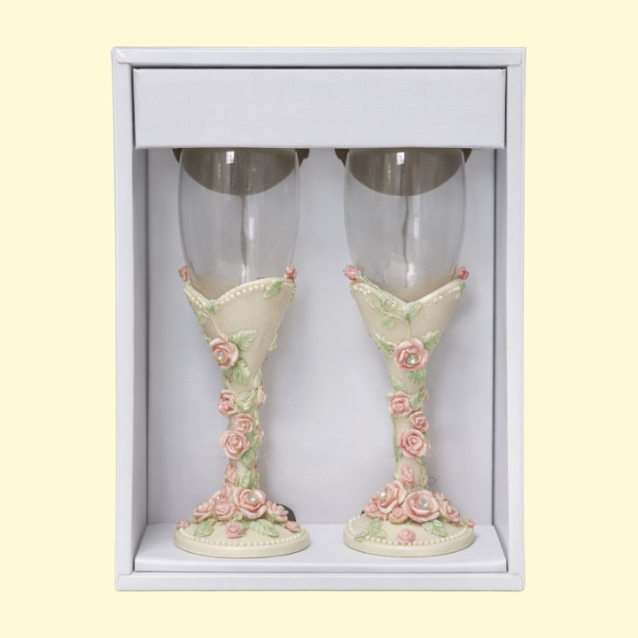 Gläserset für Hochzeit, 2 Stück (in zwei Designs)