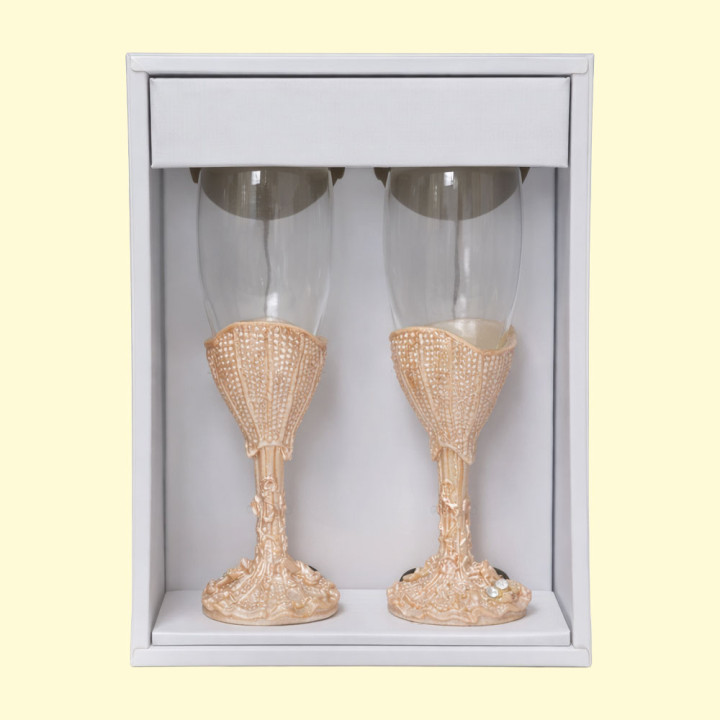 Gläserset für Hochzeit, 2 Stück (in zwei Designs)