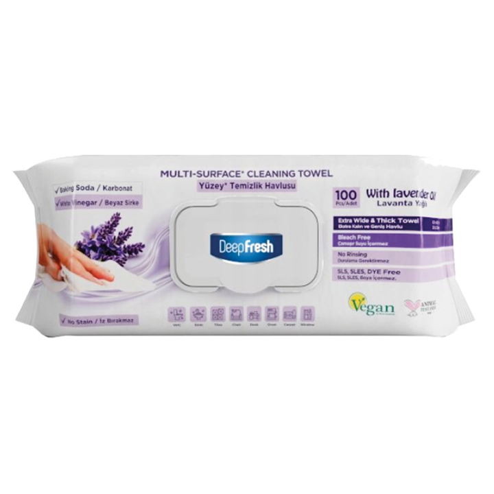 DEEP FRESH Feuchte Reinigungstücher UNIVERSALTÜCHER LAVANDA XXL 100 Stück