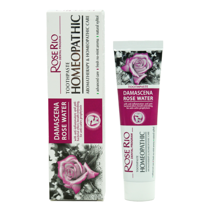 ROSE RIO Homöopathische Zahnpasta mit Rosenwasser, fluoridfrei, 65 ml