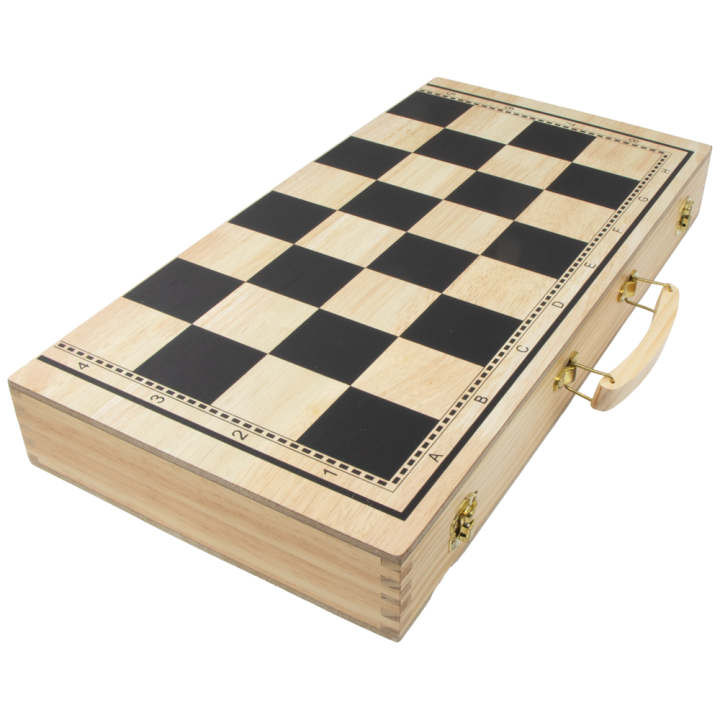 Schach-, Damen- & Backgammonspiel / Nardy, massives Holz, Spielbrett 47 х 47 cm