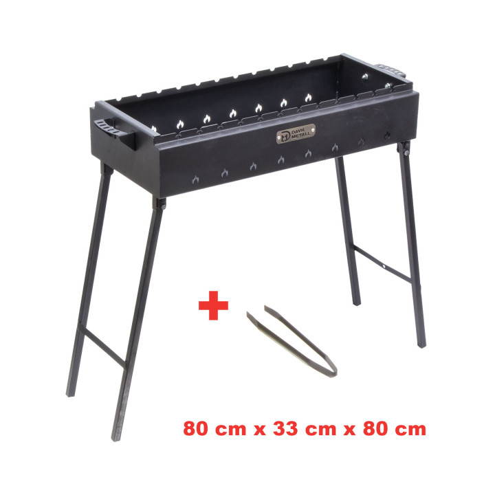 Мангал со складными ножками и щипцами ДШВ: 80 x 33 х 80 см, из стали 2 мм *