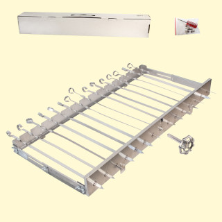 Mehrfacher Drehspieß SESAM Ohne Motor! für 15 Spieße, L-82 cm, Breite regulierbar 24-40 cm