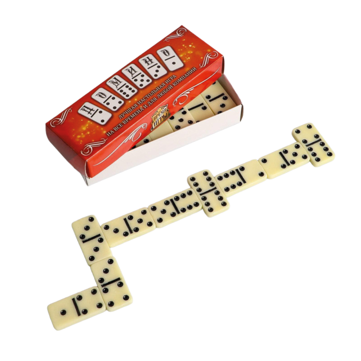 Домино Время игры, красное, 28 шт, 14,5 × 4,7 × 3,4 см, костяшка 4 × 0,5 × 2 см