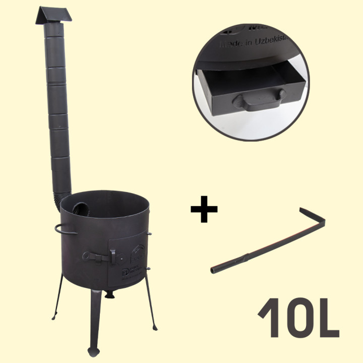 Utschak mit Schornstein für Kasan 10 L, Stahl 2 mm, Ø 358 mm, 136 cm *