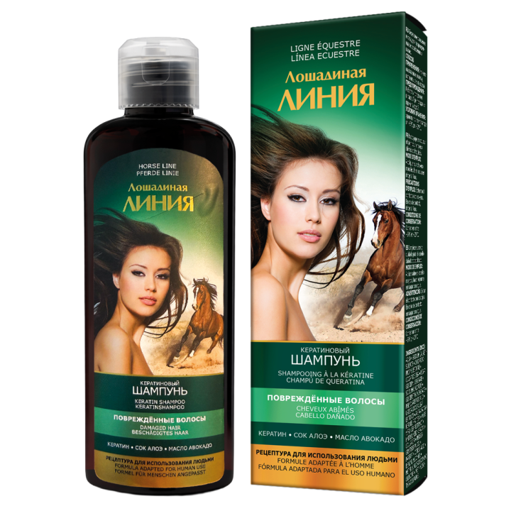 Pharma Group Лошадиная Линия — Кератиновый шампунь для повреждённых волос, 200 мл