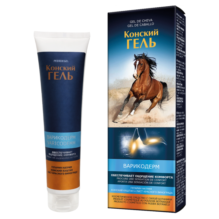 Pharma Group Horse Gel Varikoderm – Foot Gel with Chestnut and Leech Extracts, 100 ml