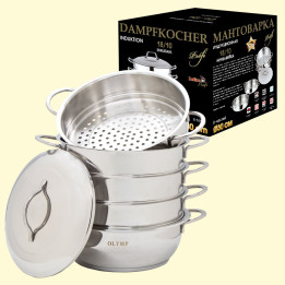 Mantovarka 30 cm, 6 parts, stainless steel 18/10, with metal handles