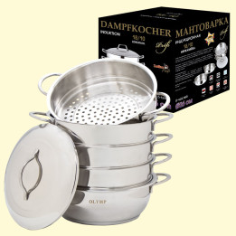 Pressure cooker 24 cm, 6 parts, stainless steel 18/10, with metal handles