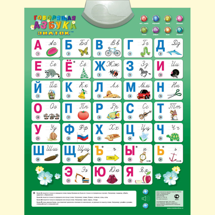 Elektronisches Lernposter Sprechendes Alphabet – Russisch, 8 Lernmodi