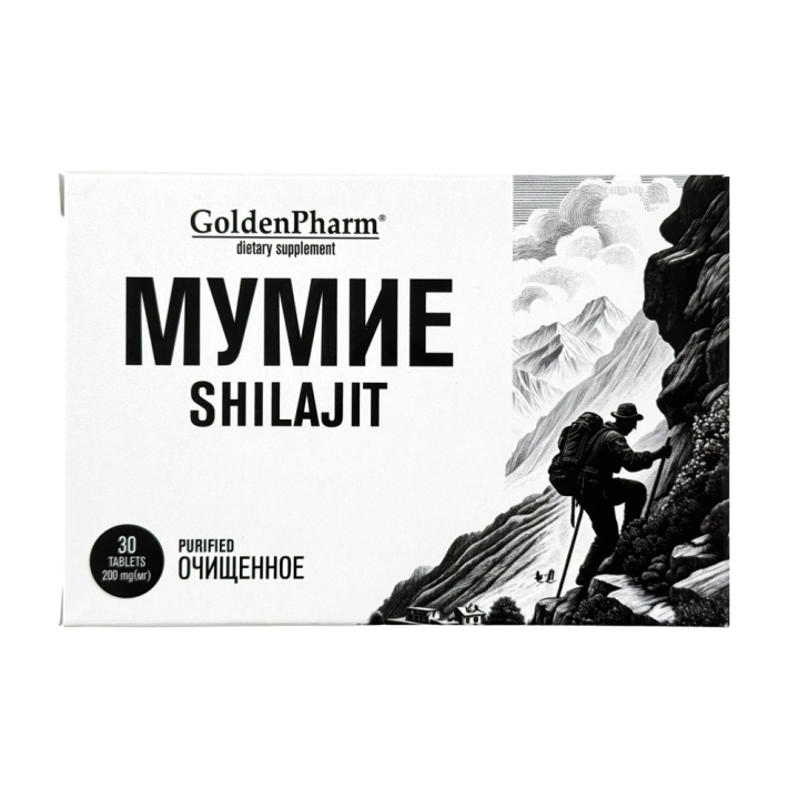 Мумие (Shilajit) Golden Pharm, 200 мг, 30 таблеток