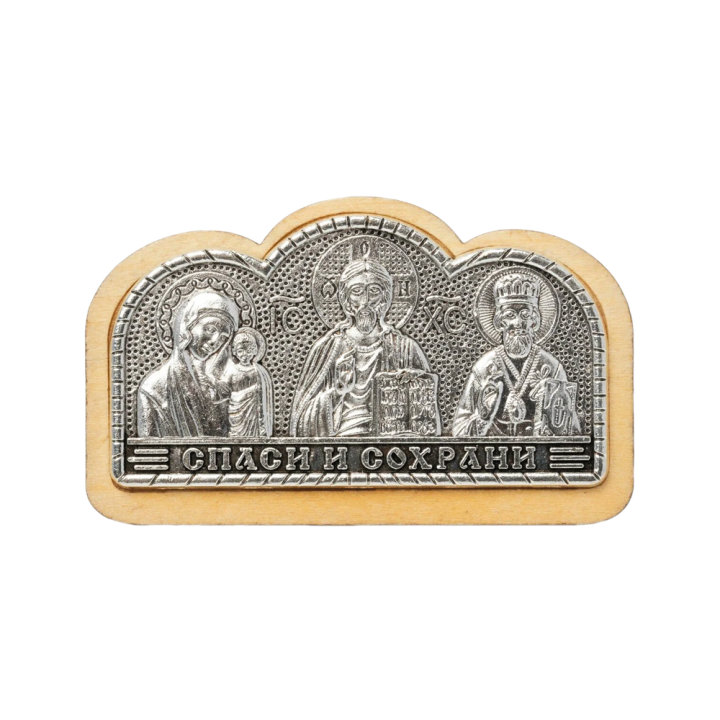 Икона для машины Тройная Спаси и сохрани, 5,8 × 3,6 см