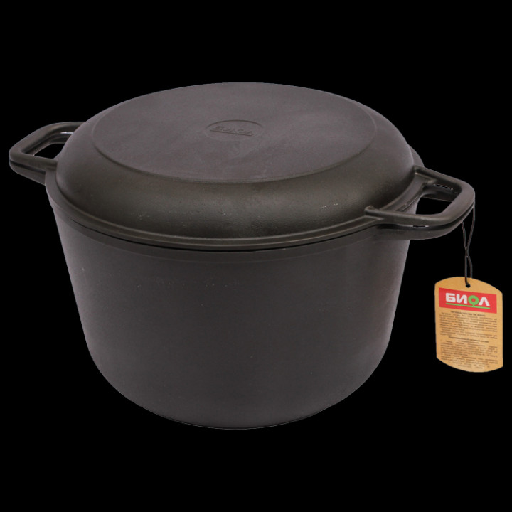 Kochtopf aus Gusseisen, 4 l, 4,3 kg, Ø 22 cm, H: 14,5 cm, Pfannendeckel, geeignet für alle Herdarten