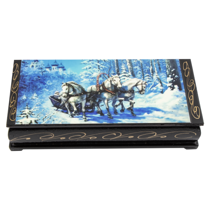 Schatulle Тройка в зимнем лесу, ca. 17,5 x 3,5 x 8,5 cm *