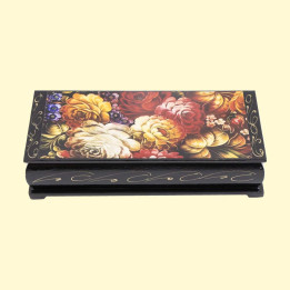 Schatulle Zhostovo, rote Blumen, ca.17,5 x 3,5 x 8,5 cm *