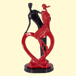 Statuettes for decoration - Lovers by the heart, wood 31 x 13 cm