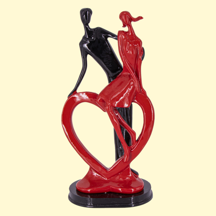 Statuette zur Dekoration - Liebespaar am Herzen, aus Polymerharz, 31 x 13 cm