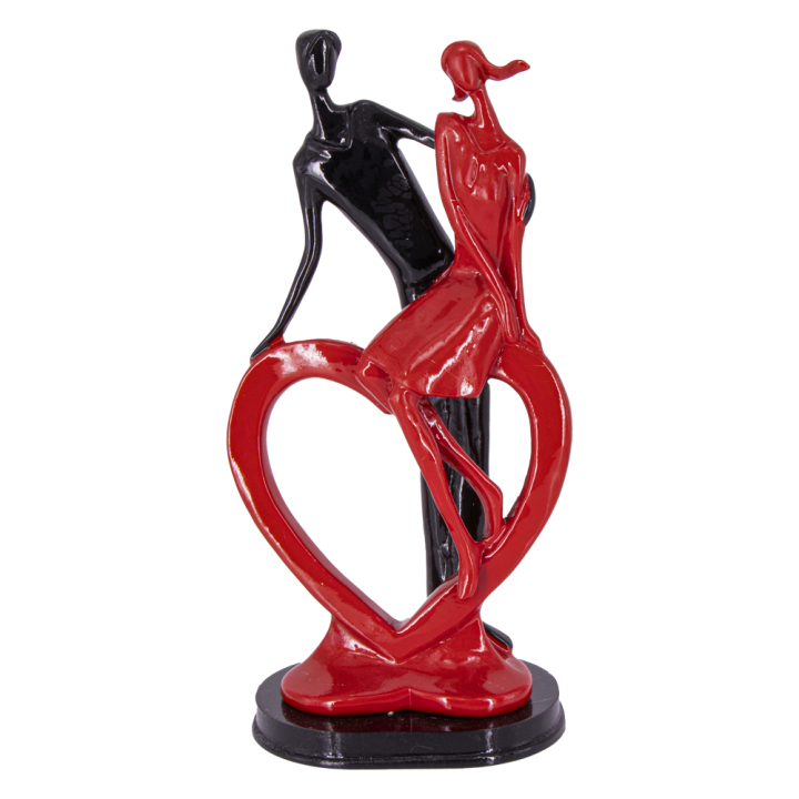 Statuette zur Dekoration - Liebespaar am Herzen, aus Polymerharz, 31 x 13 cm