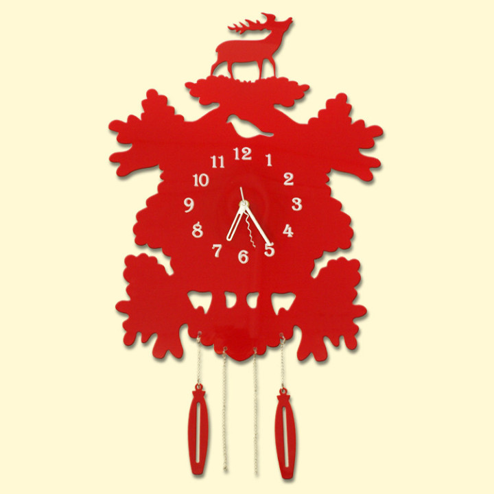 Wanduhr Hirsche rot, 40 x 40 cm, aus Plastik