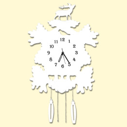 Wanduhr Hirsche weiß, 40 x 40 cm, aus Plastik
