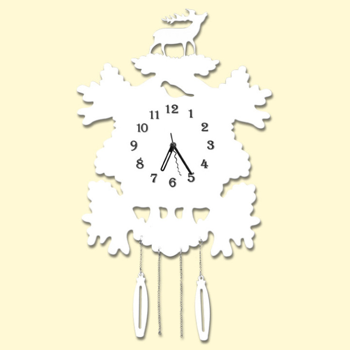 Wanduhr Hirsche weiß, 40 x 40 cm, aus Plastik