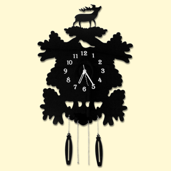 Wanduhr Hirsche schwarz, 40 x 40 cm, aus Plastik