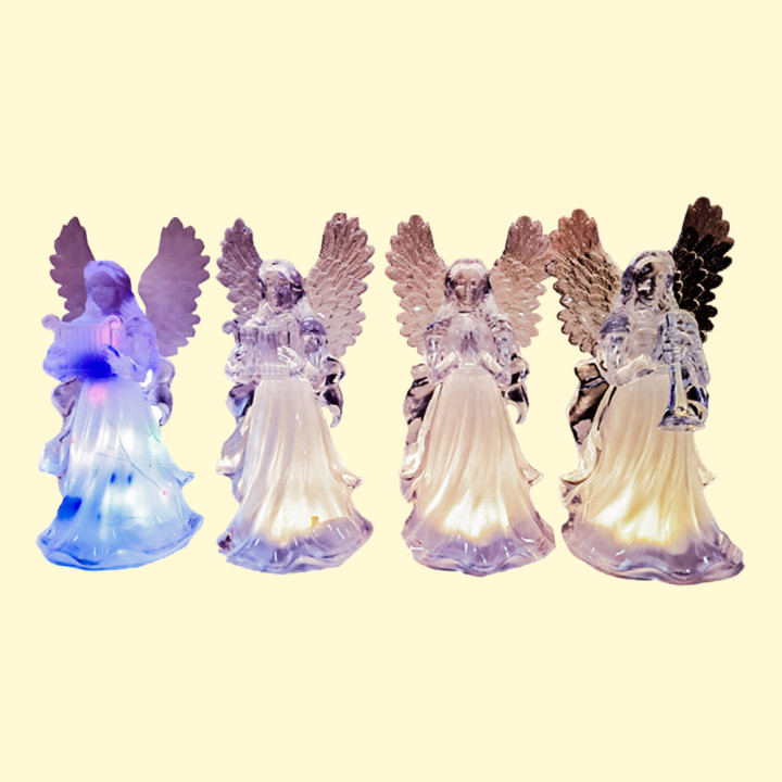 Statuette luminous, changes colors Angel, made of acrylic, 6,5 x 6,5 x 14,7 cm