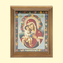 Икона Жировицкая БМ деревянная рама, двойное тиснение, 11 x 13 см