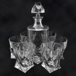Whisky-Set QUADRO Karaffe 850 ml, 6 Whiskygläser 340 ml