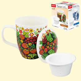 Tasse mit Deckel und Sieb Chochloma 0,4 L *