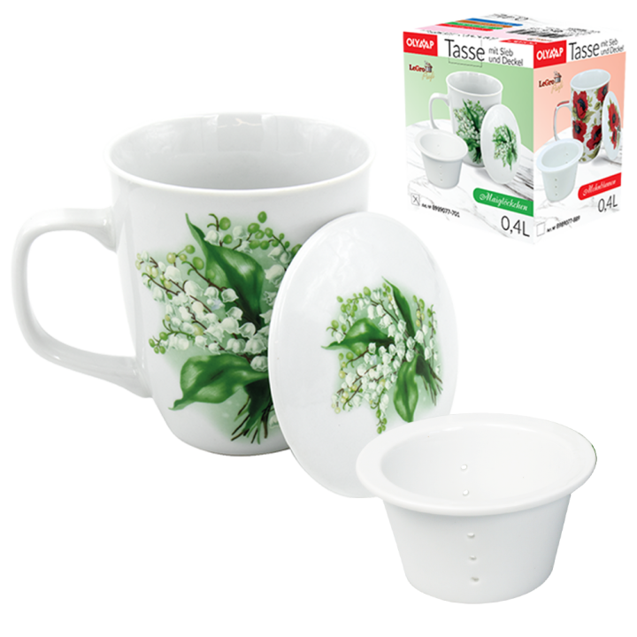 Tasse mit Deckel und Sieb Maiglöckchen 0,4 L *