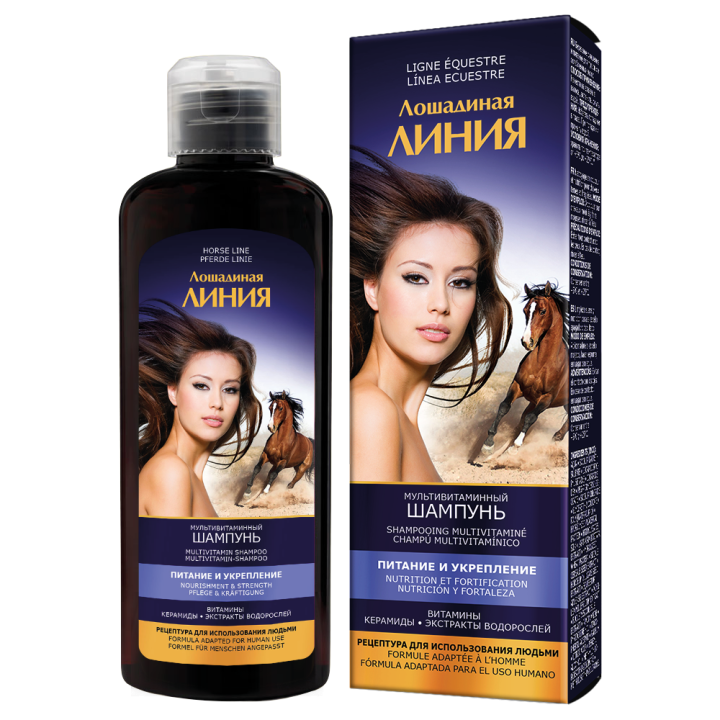Pharma Group Horse Line – Multivitamin Shampoo for Strengthening and Nourishing Hair, 200 ml