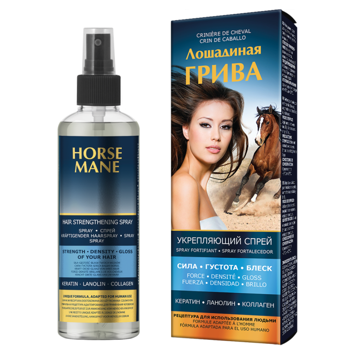 Pharma Group Horse Mane – Strengthening Hair Spray with Keratin, Lanolin and Collagen, 200 ml