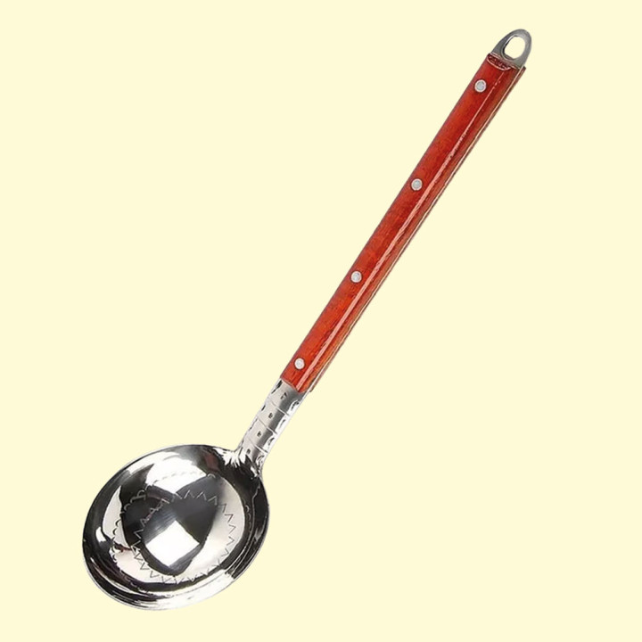 Schöpfkelle, Edelstahl mit Holzgriff, 38 cm