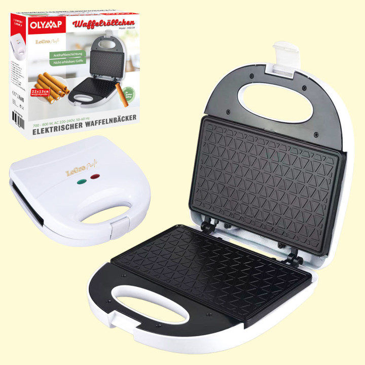 Elektrisches Waffelröllchen - Modell HSS-04, Waffelgröße 22 × 13 cm, Leistung 700–800 W