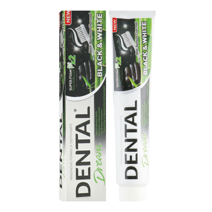 DENTAL Dream Black & White Zahnpasta mit Bambuskohle, 100 ml