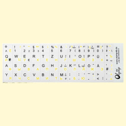 Tastaturaufkleber Deutsch-Russisch, schwarz-gelb, weißer Hintergrund *