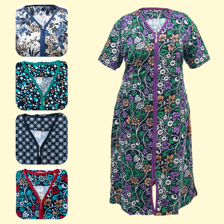 Summer robe with lock, different designs, 100% cotton, 2 - 7 XL