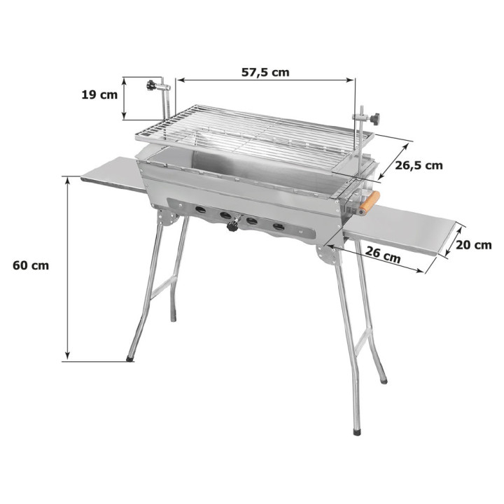 Mangal IDEAL neu, HLB: 60 x 57,5 x 26,5 cm, mit Kohlebehälter, Edelstahl 2 mm, rostfrei.