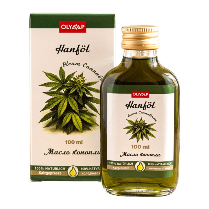 Hemp Oil, 100 ml, multilingual packaging: RU, DE, EN, FR, ES, IT