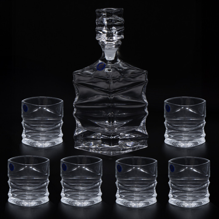 Whisky glass set 1L decanter + 6 glasses 250 ml