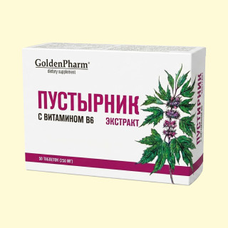 Motherwort Extract with Vitamin B6, 50 Tablets (250 mg)