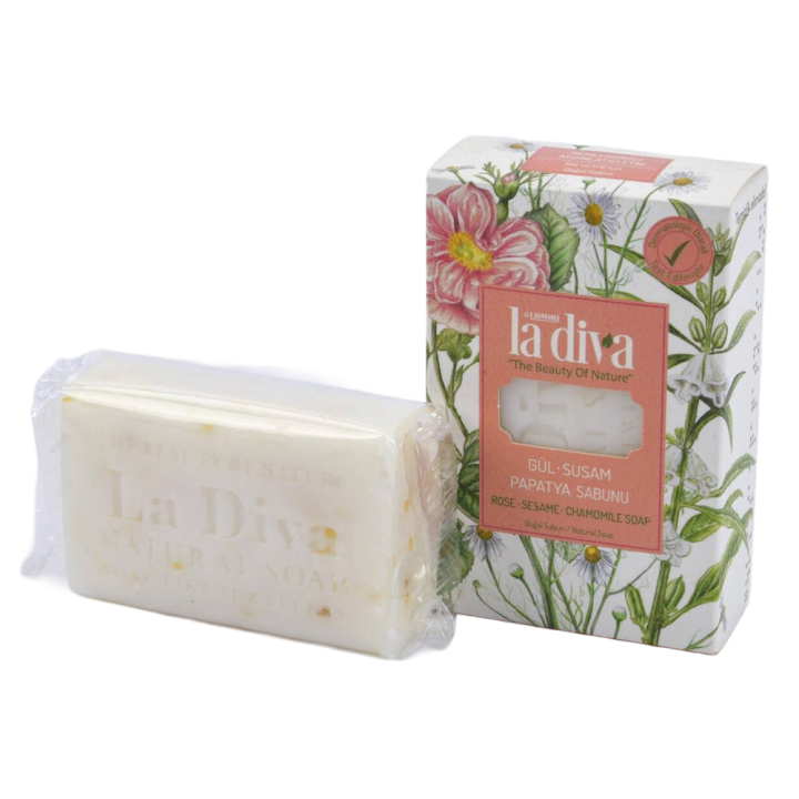 Натуральное мыло La Diva с розами, кунжутом и ромашкой, 100 г