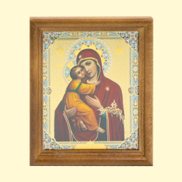 Ikone "Жировицкая БМ" Holzumrahmung, Doppelprägung, 13 x 15 cm
