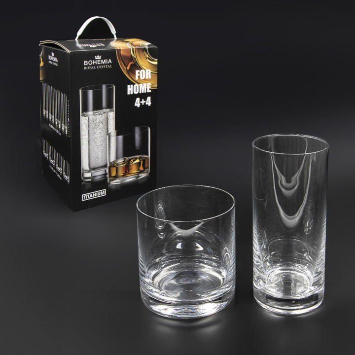 Glass Set FOR HOME, 4 x 320 ml and 4 x 350 ml