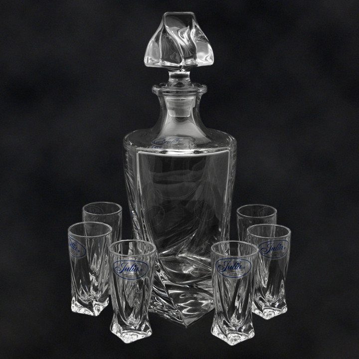 Likör-Set QUADRO Karaffe 500 ml und 6 Gläser 50 ml